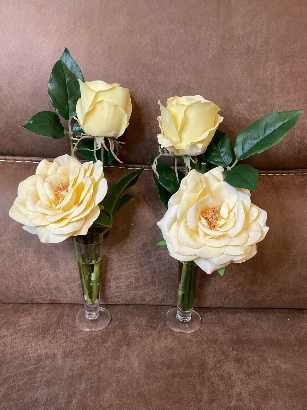 Artificial Silk Yellow Flowers in Vases